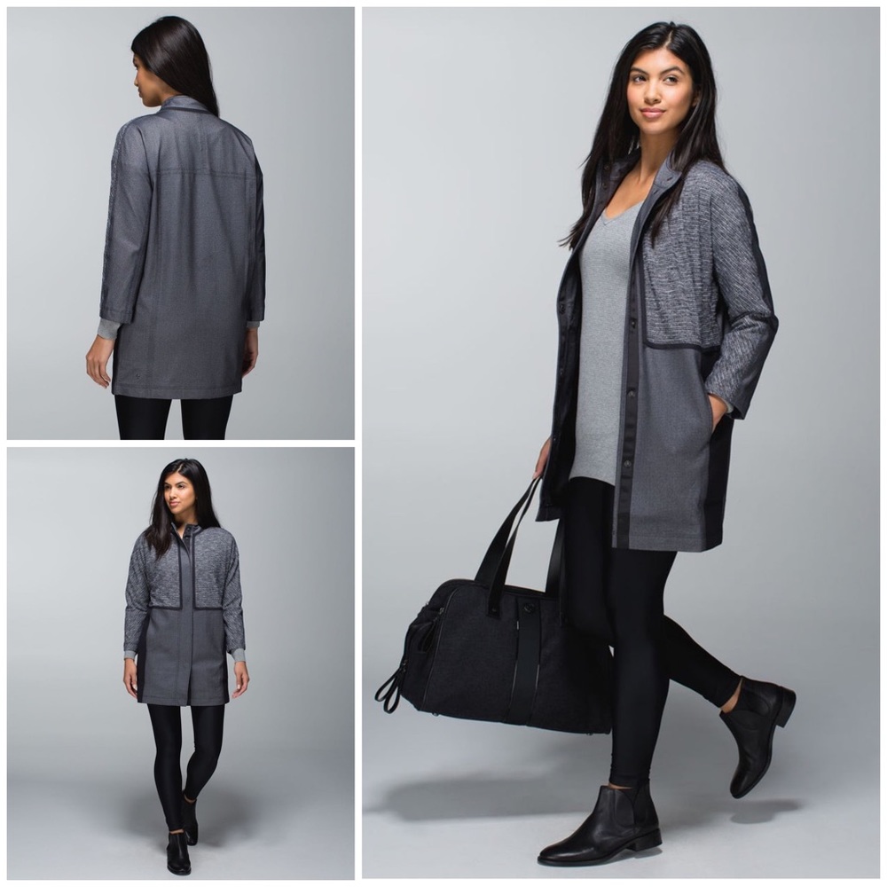 Lululemon Cocoon Car Coat Snap Front Black / Coco Pique Black / Shine Dot